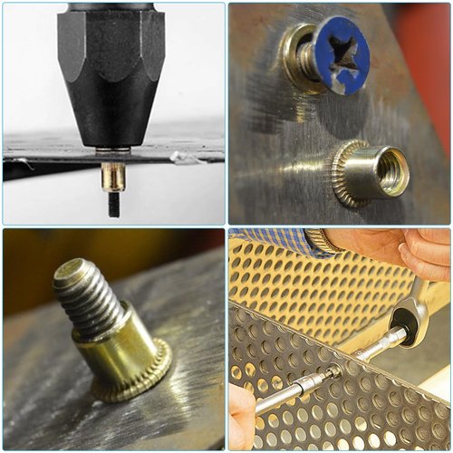 Vmuter Rivet Nuts, 100Pcs M5 Rivet Nuts,Zinc Plated Finish Carbon Steel Flat Head Rivnut Threaded Insert