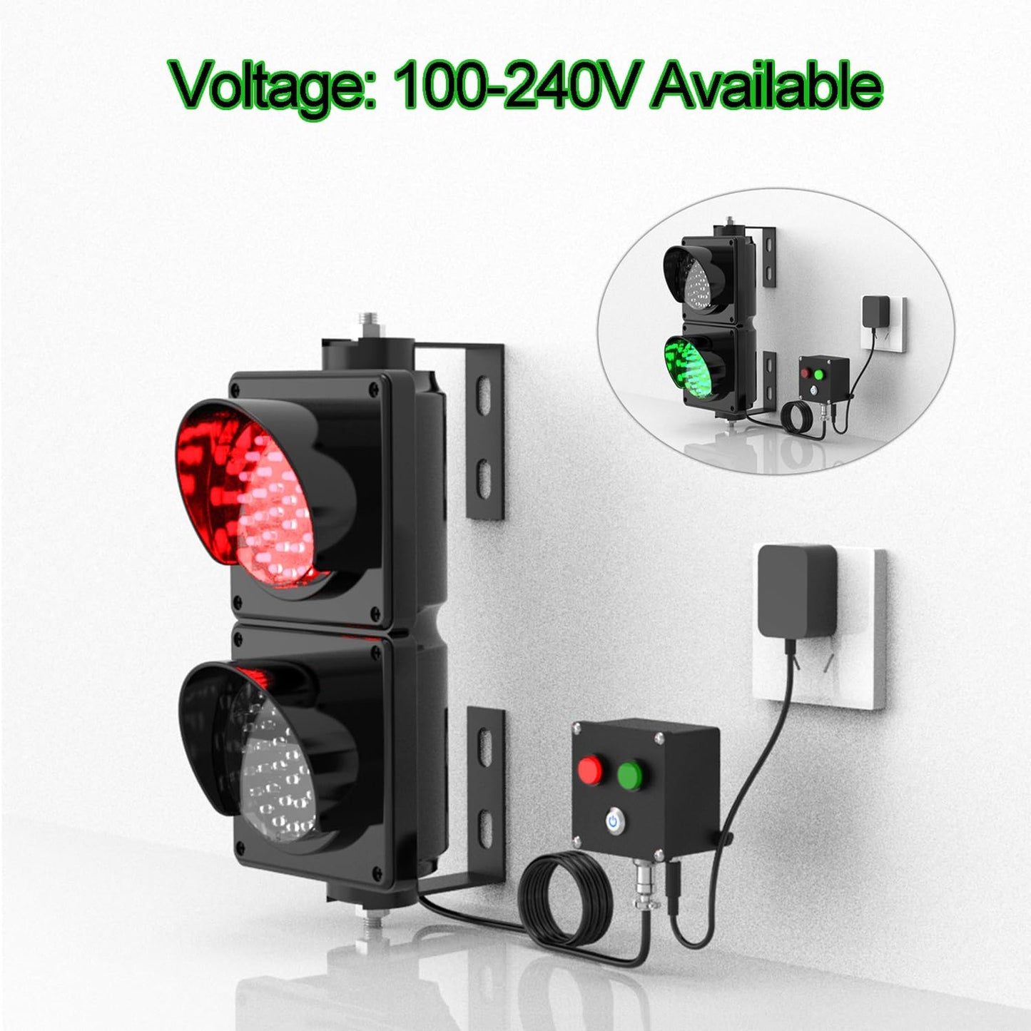 GQMYCDM 2 Red/Green LED Loading Dock Traffic Lights for Mounting Inside and Outside, Industrial Signal Lamp for Wall, with Control Switch, Plug & Play