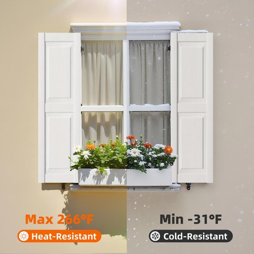 Ortus Collective Exterior Window Shutters - Weather-Resistant Polypropylene, Easy DIY Install - Raised Panel Shutters for Windows Outside, Vinyl, Brick, 14.5"W*39" H, White