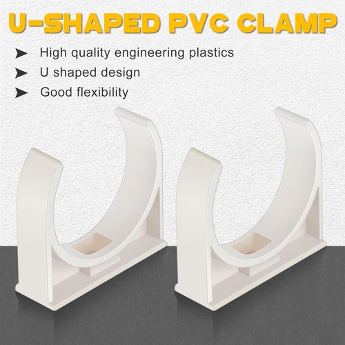 Chunful 50 Pack 1-1/2 Inch Pipe Clamps PVC Clips Pex Pipe Support Hangers Plastic U-Shaped Tubing Clamps for Tubing Hose Hanger Support, White