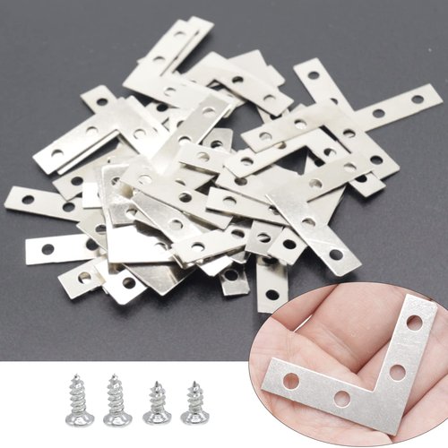 Joyangy 40 Pack Silver L Corner Brackets, 1.5x1.5inch Small Decorative Iron Corner Braces for Wood, Metal Flat Bracket Braces for Furniture, Shelf Support, Home and DIY Projects