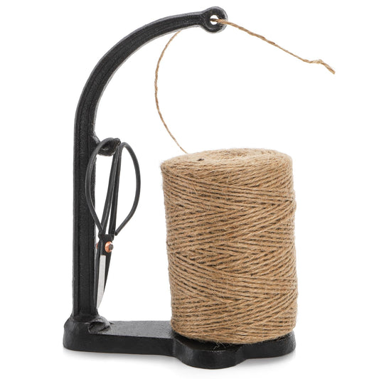 Tosnail Vintage Twine Holder, Cast Iron Decorative Rope Holder, Rustic String Dispenser with Scissors and Jute Twine Roll for Crafts, Kitchen and Home, Garden and Greenhouse Decoration