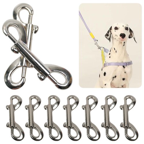 Double Ended Snaps 7PCS Silver Snap Hooks Zinc Alloy Trigger Metal Clip Double Sided Clips Heavy Duty Bolt Snap Double Sided Clips for Cats Dogs