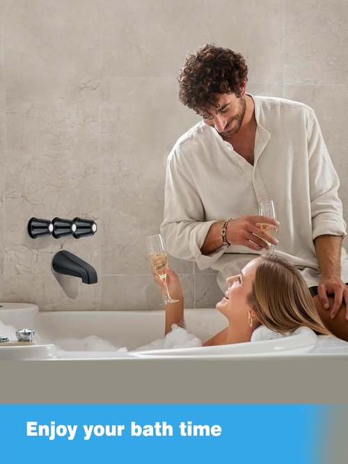 Universal Tub Spout with 5 in 1 Adapter, Bathtub Faucet Replacement Without Diverter, 5" Length, Fits 1/2", 3/4" IPS Thread for All Shower and Tub Faucet Brands (Black)