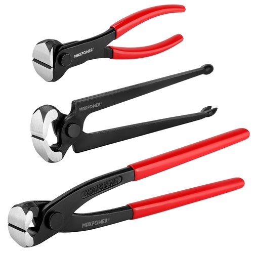 MAXPOWER 3PCS Nail Puller Set, 9 inch End Cutting Nippers, 7 inch End Cutting Pliers, 8 inch Carpenter's Pincers