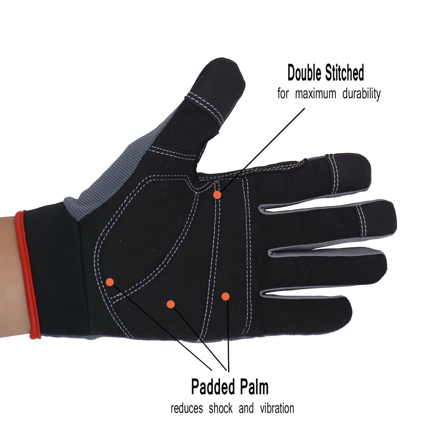 HANDLANDY Work Gloves for Men & Women, Utility Mechanic Working Gloves Touch Screen, Flexible Breathable Gardening Gloves for Yard Maintenance (Large, 2 Pairs)
