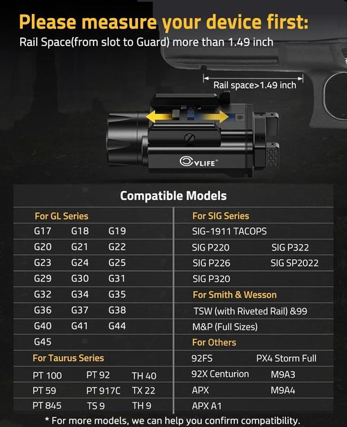 CVLIFE 1500 Lumens Laser Light Combo for Pistol, Strobe & Memory Function for Green Laser Light Combo and Picatinny Flashlight with Adjustable Rail Magnetic Rechargeable Compact Tactical Flashlight