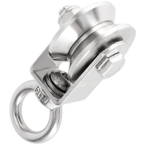 PINGEUI 2 Pack V Type Swivel Pulley, 304 Stainless Steel Duplex Bearing Super-Silent Detachable 360 Degree Rotation Heavy Duty Traction Wheel, 441 lbs Capacity