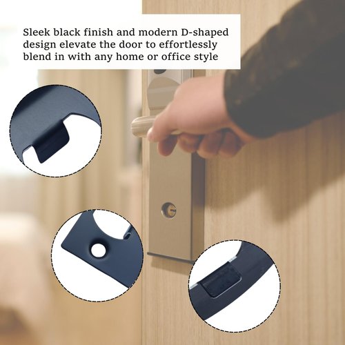 12-Piece Door Strike Plate Kit, Black Stainless Steel Deadbolt Covers & Reinforcement, Full Lip Round Corner, Fits Standard Wooden Doors & Locks (Square)