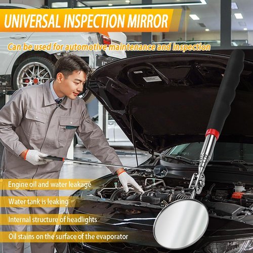 Telescoping Magnetic Pickup Tool Set Pull Force 22 lb, Extendable Magnet Pick-Up Tools, Telescopic Magnet Stick, Round 360° Swivel Adjustable Inspection Mirror, Birthday Gifts for Men, Dad, 2 Pack