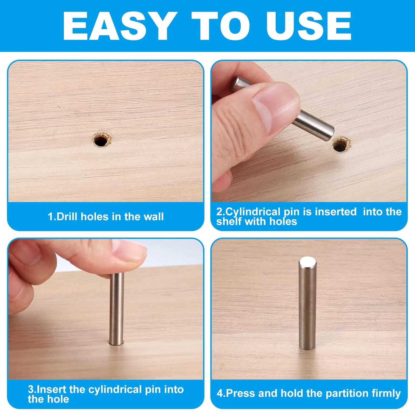 Yinpecly 50 Pcs 3mm x 30mm Shelves Dowel Pin,304 Stainless Steel Dowel Pin, Shelf Support Pegs Pin Metal Bookshelf Pegs Support for Cabinet Furniture Fixing Component Position