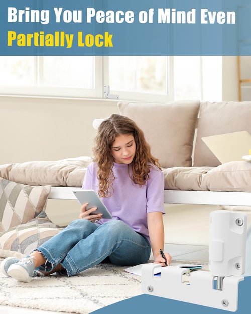 Sliding Door Lock Window Locks for Patio Sliding Glass Door Foot Locks for Front Door Security Bar Stoppers Top Horizontal Childproof Keyless Safety Lock from Inside Home Apartment Hotel Essentials