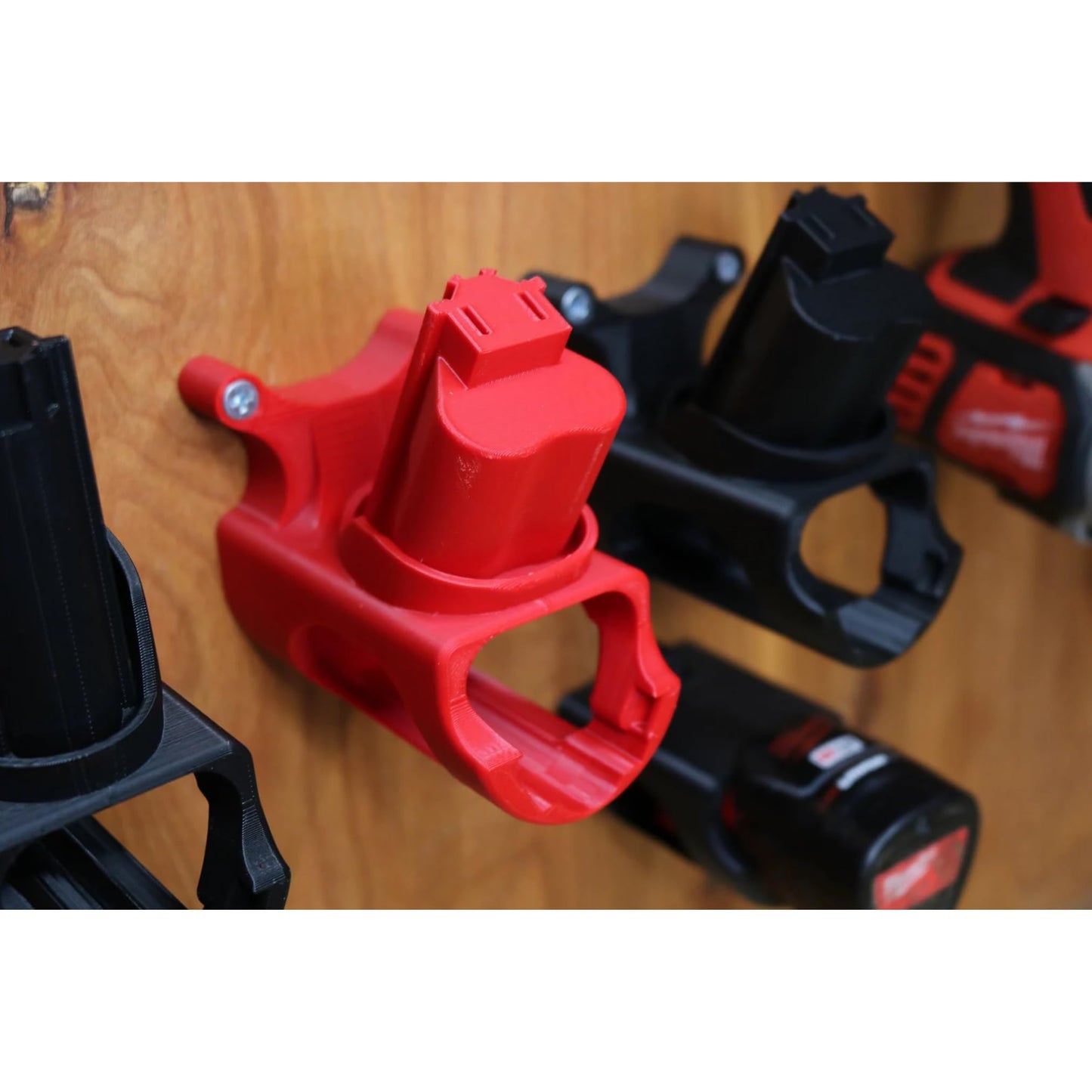 Tool & Battery Wall Mount for Milwaukee M12 - Pegboard Compatible - Red