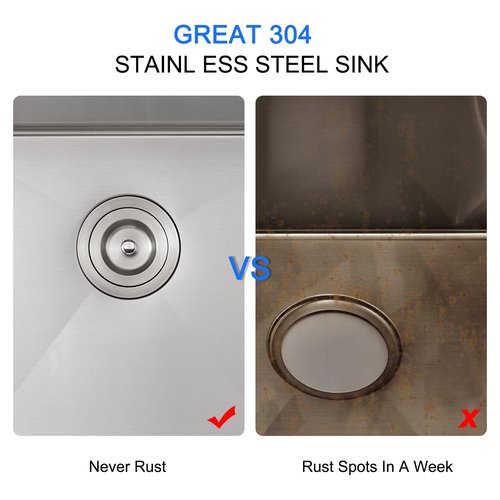 20-inch Drop in Kitchen Sink, TSIBOMU Stainless Steel Single Bowl Small Kitchen Sink Brushed Nickel,D20"xW16"xH9"