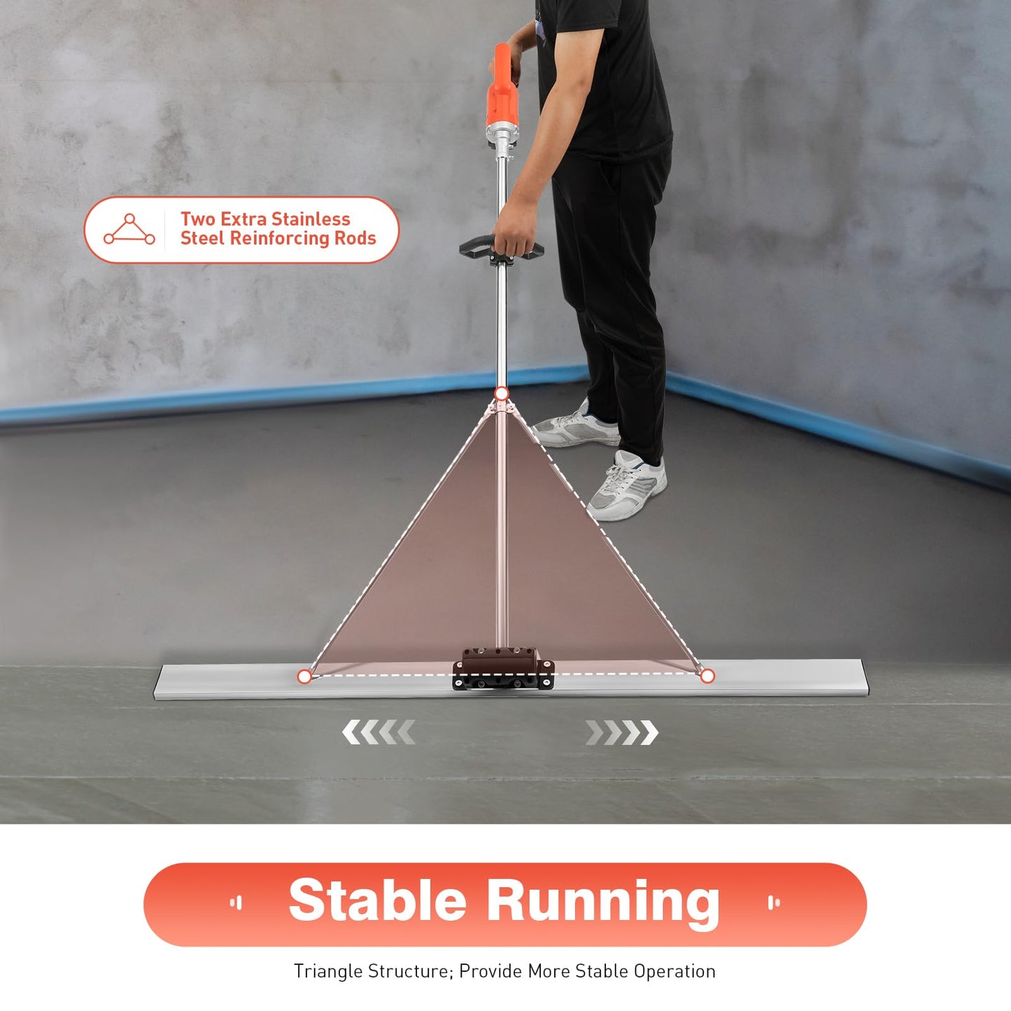 KAHYKLQI Power Concrete Screed Vibratory Kit,6000r/min Portable Cement Finishing Vibrating Tool with 59" Stainless Steel Blade,Electric Cordless Screed Board Kits for Construction Sites