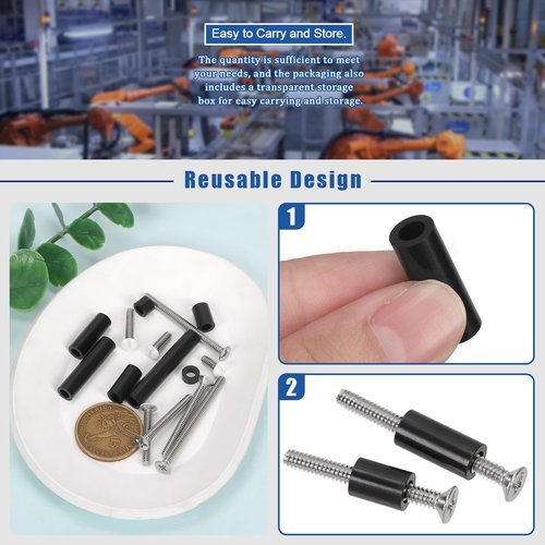 Glarks 385pcs White Wall Plate Screw Set, 3/8’’ 1/2’’ 3/4’’ 1’’ Long, Outlet Plate Screw and Long Electrical Outlet Screw with Nylon Round Spacer, Switch Panel Screw, Outlet Cover Screw for Wall Plate