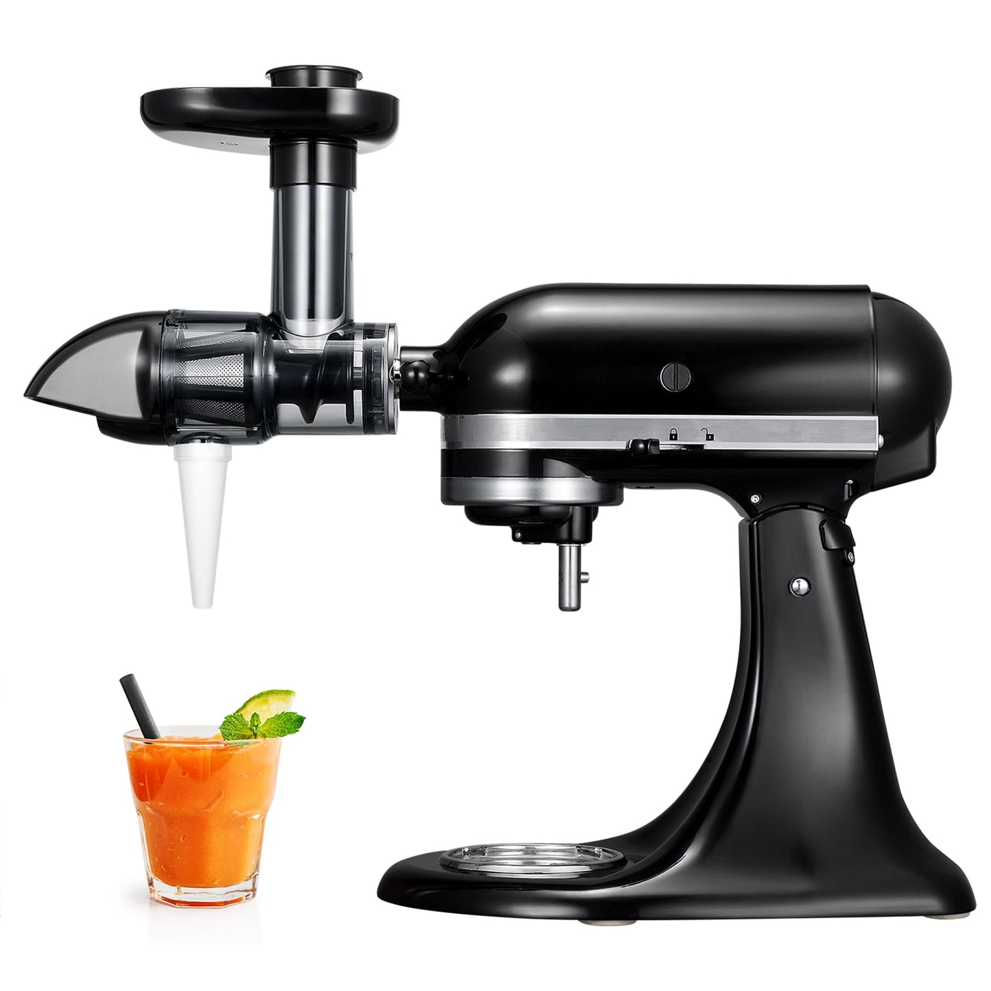 Masticating Juicer Attachment for KitchenAid Stand Mixers, Slow Juicer Attachment for Kitchenaid, Cold Press Juicer Attachment for Kitchenaid, Black(Mixer Not Included)
