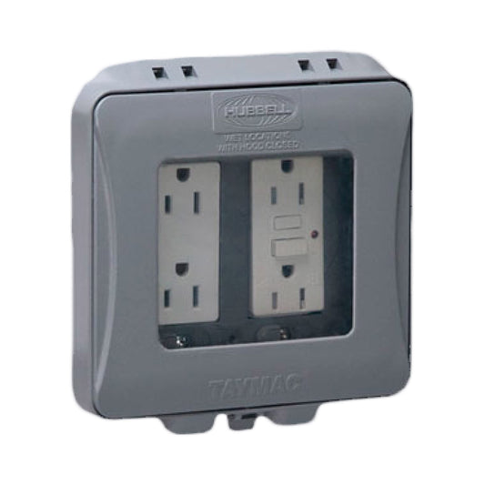 TayMac ML2500G Two-Gang Weatherproof Expandable Extra Duty In-Use Cover Gray Finish