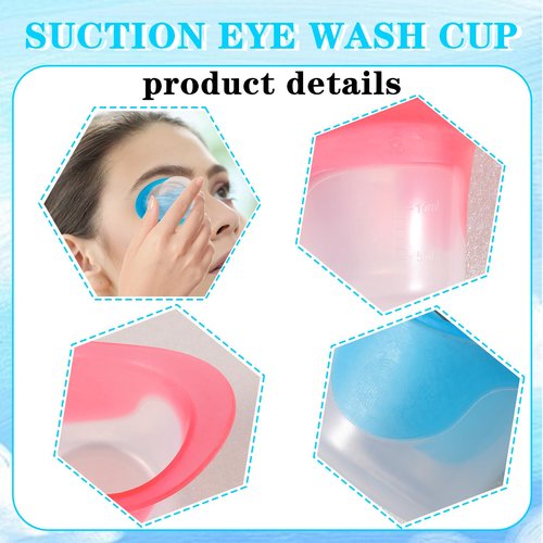 Ptwola 4 Pcs Silicone Eye Wash Bath Cups Portable Plastic Measuring Cleaner Kit Makeup Irritants Rinse Flush Cleaning Cups Tool Storage Containers for Effective Soothing Tired Eyes