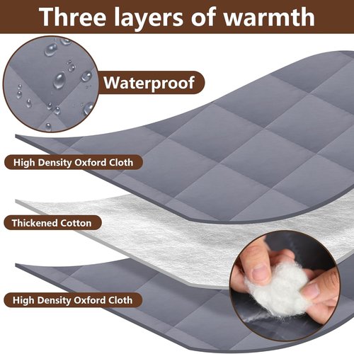 Nkiy Quen 3 Layer Winter Insulated Window Cover-63" x 39" Oxford Thermal Insulated Window Blanket with Fastener-Grey Window Insulation Kit for Winter Keeping Warm