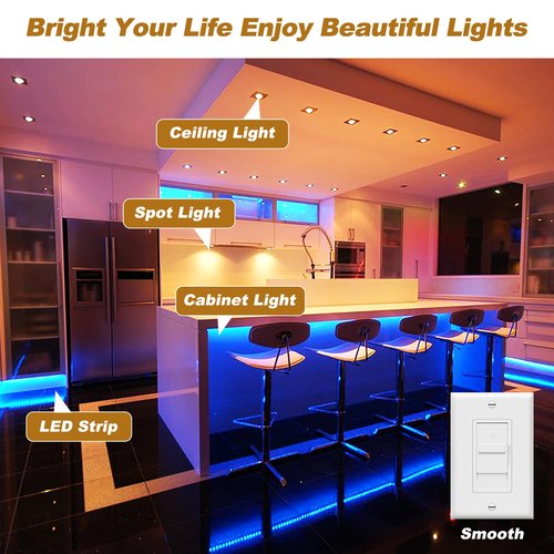 12V Dimmable LED Driver, 60W Triac ELV/MLV LED Transformer Compatible with Lutron&Leviton Switches, Dimmable Power Supply 60W 12V for Light Stirps, Smooth Flicker Free Dimming