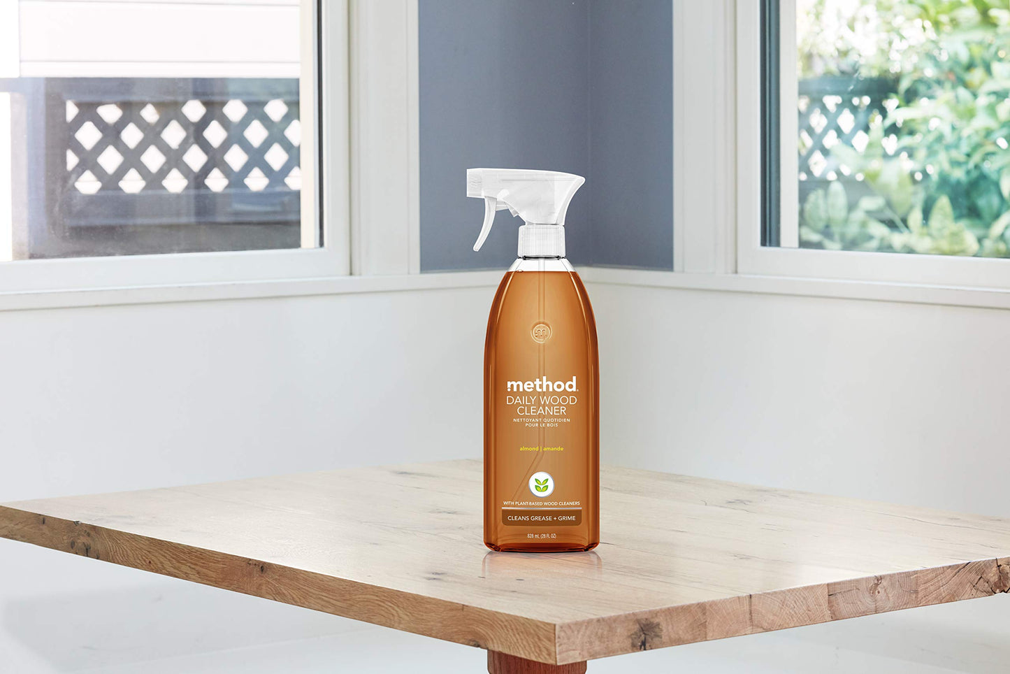 Method Daily Wood Cleaner, Almond, Cleans Shelves, Tables and Other Wooden Surfaces While Removing Dust & Grime, 28 Oz Spray Bottles, (Pack of 8)