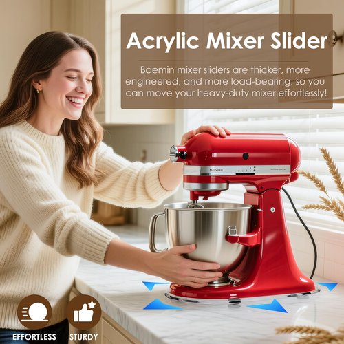 Baemin Mixer Slider, Thickened Acrylic Heavy-Duty Mixer Slider Mat for 4.5QT-5QT Stand Mixer, Compatible with KitchenAid Sliders for Countertop, Appliance Sliders Mixers Accessories, Clear
