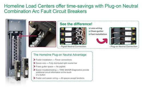 Square D by Schneider Electric Square D - HOM120PCAFIC Homeline Circuit Breaker, 20-Amp, 120V, 1-Pole CAFCI, Plug-On Neutral