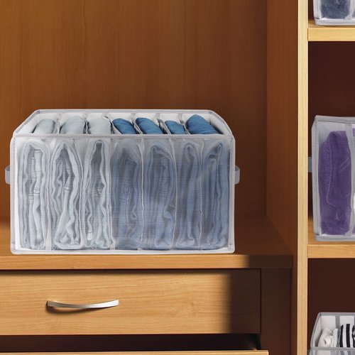 Univivi Extra Large Wardrobe Clothes Organizer Closet Organizer Portable Pants Sweaters Organizer for Closet,T-Shirt, Underwear, Upgraded 7 Grids Jeans Hoodie Organizer Clothes Organizer - Set of 2