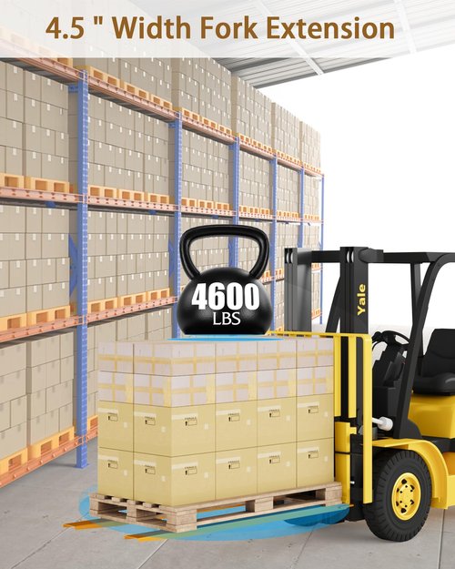 KYBOLT Pallet Fork Extension, [4.5" Width 72" Length] [4600 LBS Max] Heavy Duty Steel Pallet Extensions for Forklift Truck- Yellow