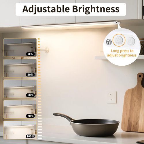 16inch Under Cabinet Lighting 2200mah, 108 LED Motion Sensor Light Indoor, Dimmable 3 Color Rechargeable Closet Light, Battery Operated Magnetic Night Light for Kitchen, Wardrobe, Stairs