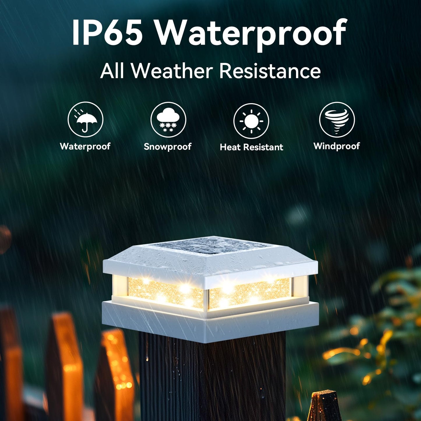 Brightever 4x4 Solar Post Cap Lights Outdoor, Waterproof Solar Powered Fence Post Lights for 5x5 Vinyl/Wooden, White Outside 16LEDs Warm/Cool Lighting Deck Light for Garden, Patio, Porch, 12-Pack