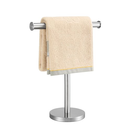 Zitalupy T-Shape Bath Hand Towel Holder Standing, SUS304 Stainless Steel Brushed Nickel T-Shape Towel Bar Rack Stand with Heavy Base, Tower Bar for Bathroom Kitchen & Countertop