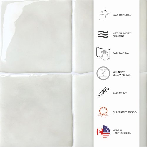 SMART TILES Peel and Stick Backsplash - 5 Sheets of 9" x 9" - 3D Adhesive Peel and Stick Tile Backsplash for Kitchen, Bathroom, Wall Tile, Oia