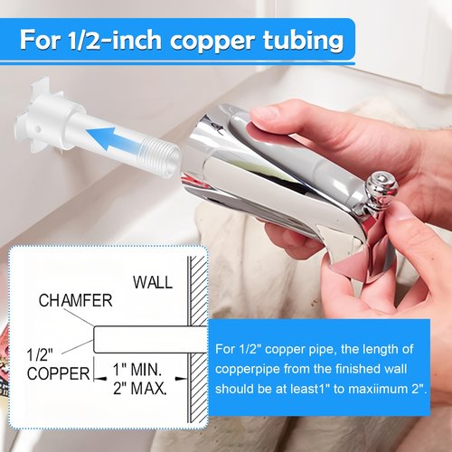 GVRGO Universal 4-in-1 Tub Spout Diverter Repair Kit with Slip Fit Adapter for 1/2'' & 3/4'' IPS, Copper Pipes, and All Threaded Connections – Leak-Proof Bathtub Faucet Replacement Kit
