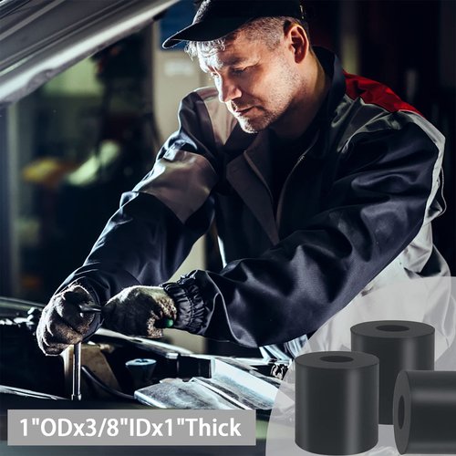 12 PCS Multi Purpose Rubber Spacer 1 Inch OD x 3/8 Inch ID x 1 Inch Thickness, Rubber Bushing Anti Vibration Spacer Thick Rubber Washers for Home and Car