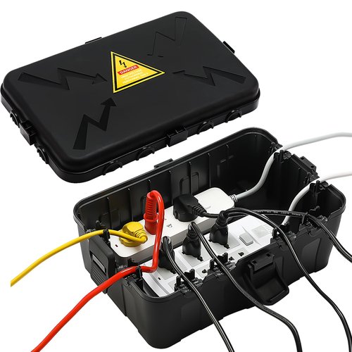 Hrensaw Large Outdoor Electrical Box Waterproof(12.5x8.5x5inch),IP54 Waterproof Outdoor Outlet Covers,Weatherproof Extension Cord Covers Protect Outlet,Plug,Timer,Power Strip,Holiday Light,Black