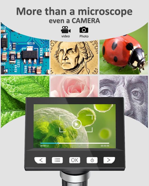 4.3" Coin Microscope - Aopick LCD Digital Microscope 1000X, 1080P USB Coin Magnifier for Error Coins with 8 Adjustable LED Lights, PC View, Compatible with MacOS Windows