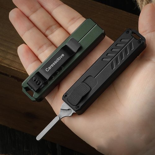 Caressolove Auto Retractable Utility Knife, Safety Black Automatic Box Cutter, Scalpel Pocket Knife, Push Button EDC Razor Knife with 10PCS #23 Blades