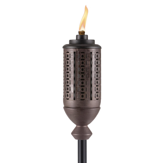 TIKI Cabos Metal Torch – 65-Inch Bronze Outdoor Torch for Patio, Garden, and Lawn, Includes Long-Lasting Wick and Snuffer, Weather-Resistant Decorative TIKI Torch for Backyard and Landscaping