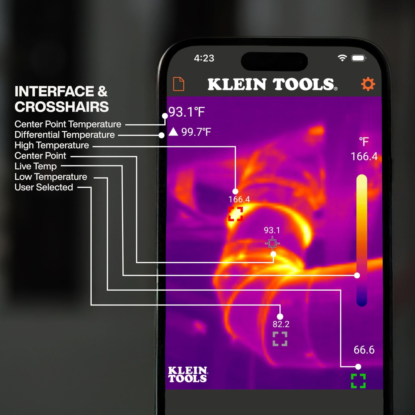 Klein Tools TI223 Mobile Thermal Imaging Camera, Thermal Imager for iOS and Android, 19,200 Pixels, Wide Temperature Range of -4 to 752-Degree Fahrenheit, Professional Infrared Camera