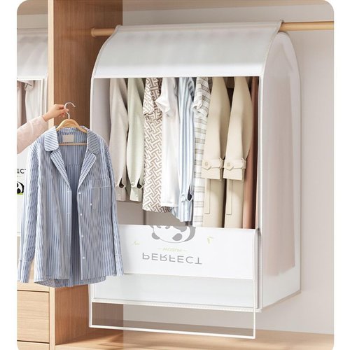 WANGRUIERHA Hanging Garment Bags for Closet Storage, Clothing Rack Cover, Visible Window, Double Zipper, can Hold 10-20 Pieces of Clothing(30x60x90cm/12x24x35in)