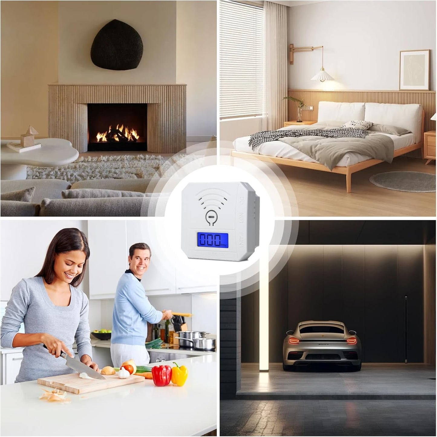 TALLPOWER Carbon Monoxide Detector,CO Gas Monitor Alarm,CO Sensor with LCD Digital Display and Sound Warning,CO Alarm with Sensitive CO Sensor,Battery Powered,for Home,Bedroom,Warehouse (1 Pack)