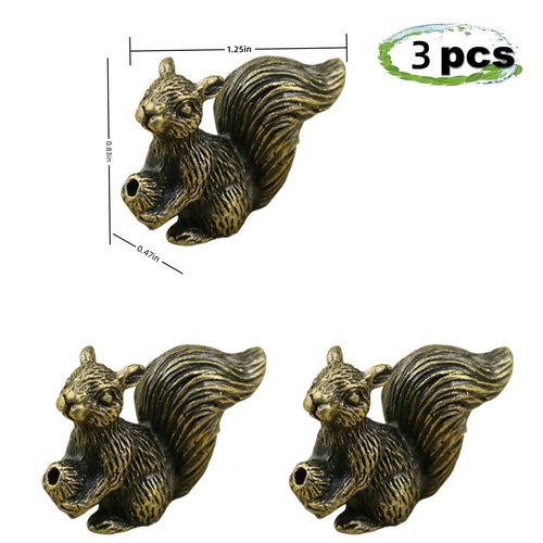 3PCS Brass Mini Small Squirrel Hinge Heads Decorative Topper Set，Magnetic Hinge Head Toppers，Brass Squirrels Nuts Door Hinge Heads Decorative Topper Cute Magnetic Hinge Heads Figurines ﻿