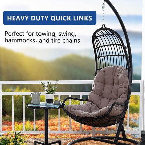 DELSWIN 1.57 Inch Stainless Steel Chain Link - 12 Pack 5/32" Small Carabiner Clip, Heavy-Duty Anti-Rust Chain Connector, Quick Link for Birds' Toys, Chandelier, Kids Swing, 400 Lbs Capacity
