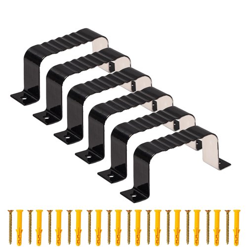 6PCS Gutter Downspout Strap-3" x 4" Aluminum Alloy Leader Strap Gutter Bracket 3 X 4, Black