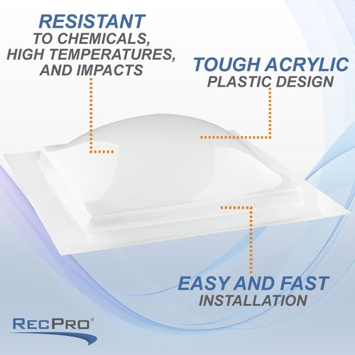RecPro RV Skylight Outer Dome | 14" x 14" Universal Outer Skylight (Smoke)
