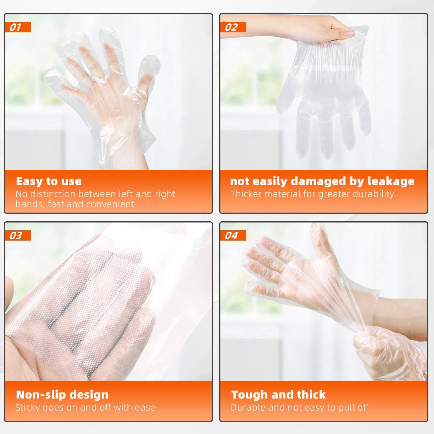 GENERALCARE Disposable Plastic Gloves Food Handling Service Gloves Disposable For Cooking (100PCS, universal)