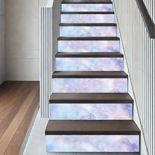 HOMETITUTE Light Blue Purple Marble Wallpaper Contact Paper 15.7"x39.4" Peel and Stick Wall Paper Self Adhesive Removable Vinyl Wall Sticker for Cabinet Shelf Countertop Decor