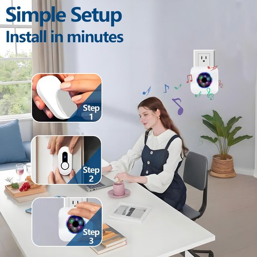 Wireless Doorbell, Waterproof Door Bell with 55 Chimes, 5 Volume Levels & 984ft Wireless Range, 110DB Loud Doorbells Wireless for Home Classroom Office, 2 Push Buttons 1 Receiver